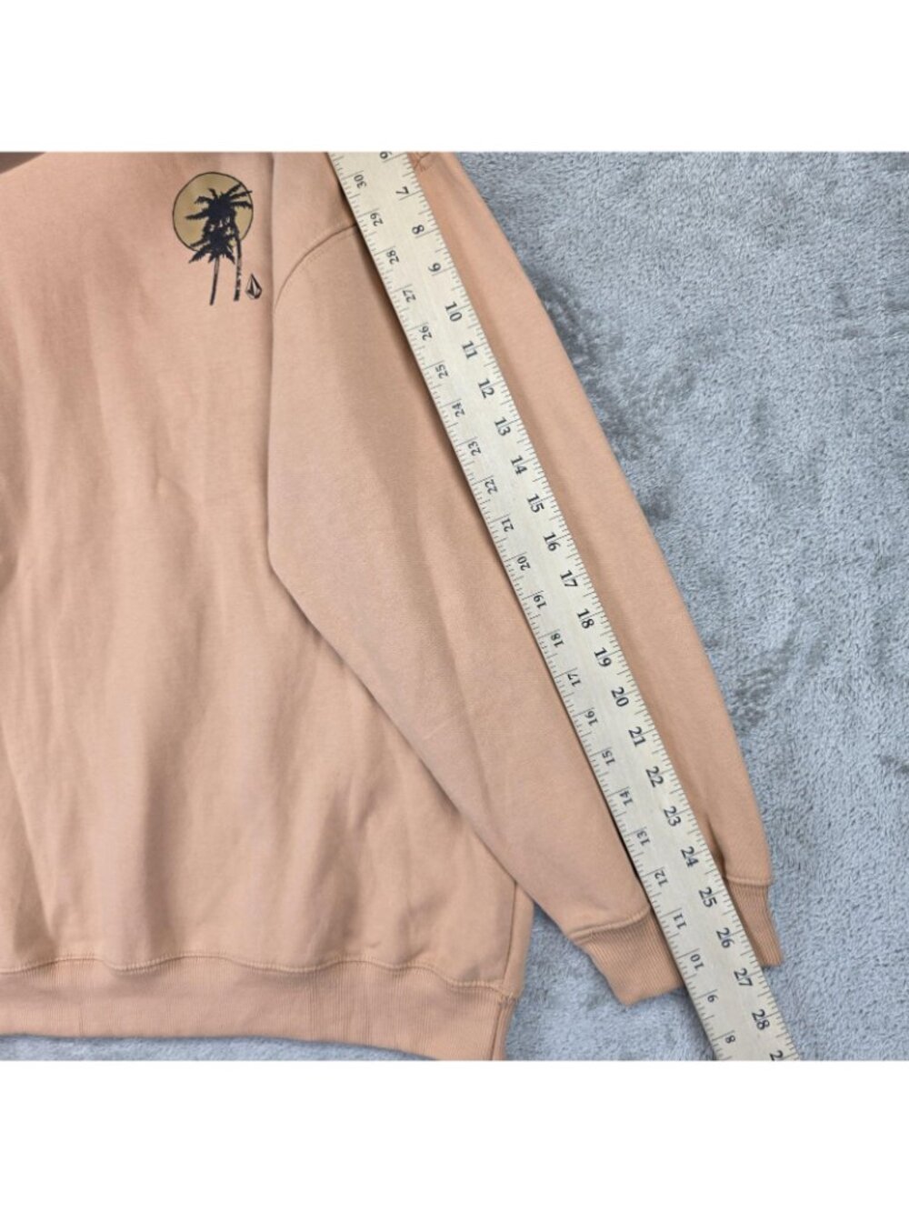 Volcom Ex Boyfriends Sweatshirt Womens XL Peach Palm Graphic Fleece Pullover - Picture 15 of 15